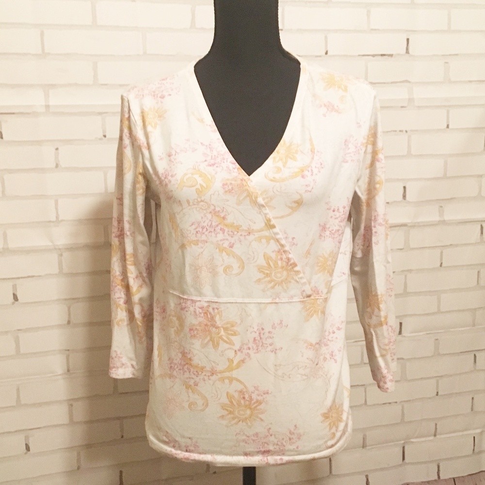 🌼 J Jill Crossover Tee | White & Gold | S